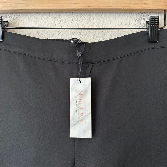 NWT STRUT & BOLT Los Angeles Black Wide-Leg Pants w Feather Trim - Picture 6 of 13